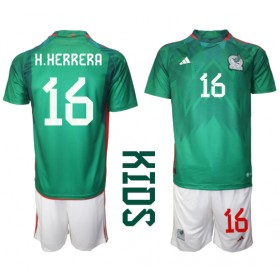 Mexiko Hector Herrera #16 Hemmakläder Barn VM 2022 Kortärmad (+ Korta byxor)
